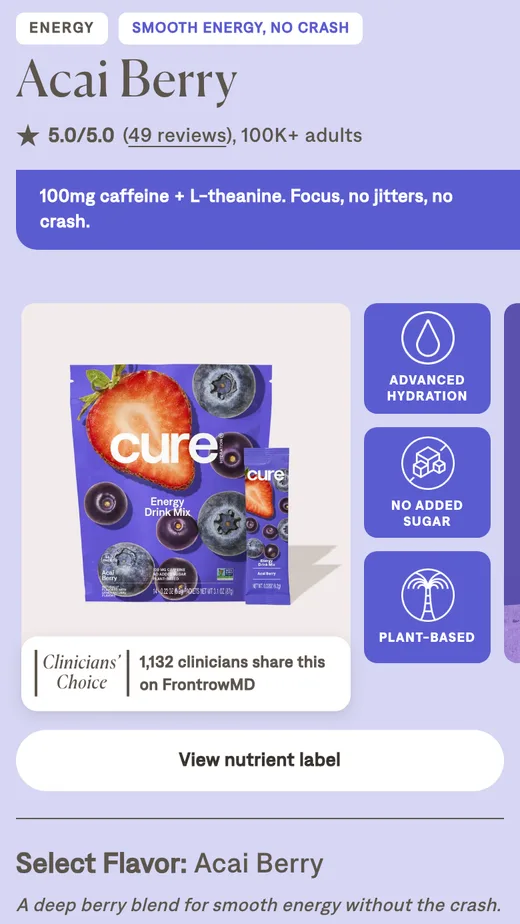 Cure Hydration redesign