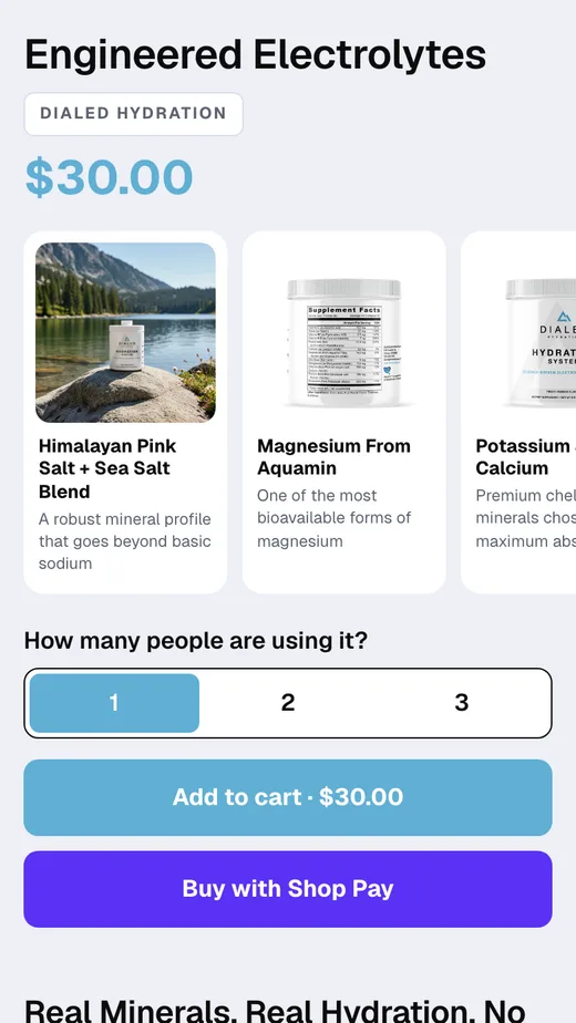 Dialed Hydration redesign
