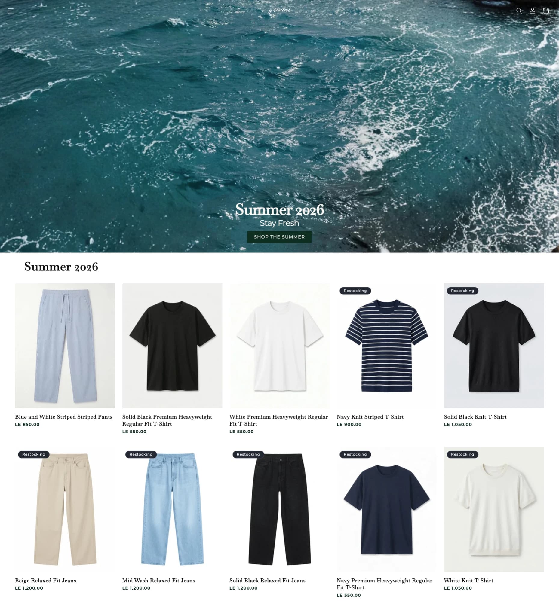 Y Studios homepage